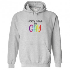 Nobody Knows I'm Gay LGBTQ Funny Classic Unisex Kids and Adults Pullover Hoodie